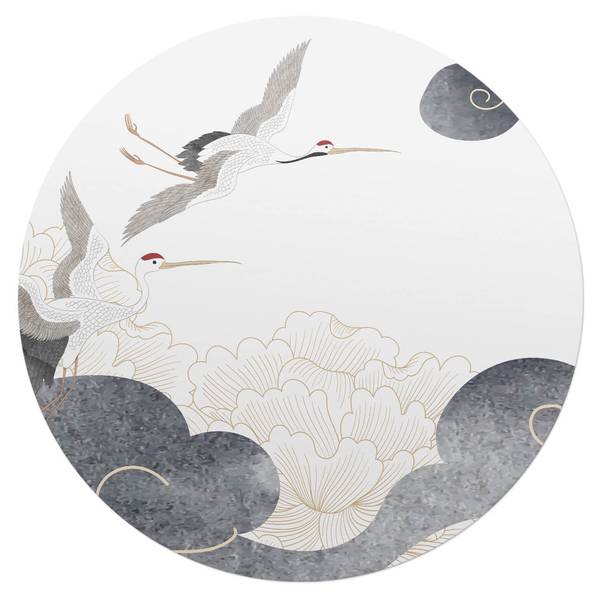 Bodenschutzmatte Kranichflug Schwarz - Vinyl - 100 x 100 cm