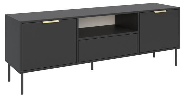 TV-Lowboard VENA Schwarz - Melamin - Polypropylen - 160 x 57 x 40 cm