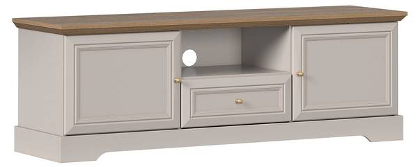 TV-Board ZARULA Beige - Braun - Holz teilmassiv - 155 x 54 x 47 cm