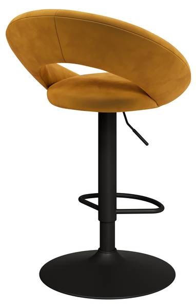Lot de 2 chaises de bar en velours jaune Jaune - Textile - 49 x 95 x 52 cm