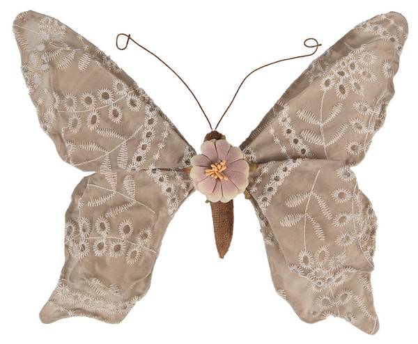 Decoratie Vlinder Deco&Giovanni beige - kunststof - 4 x 22 x 28 cm