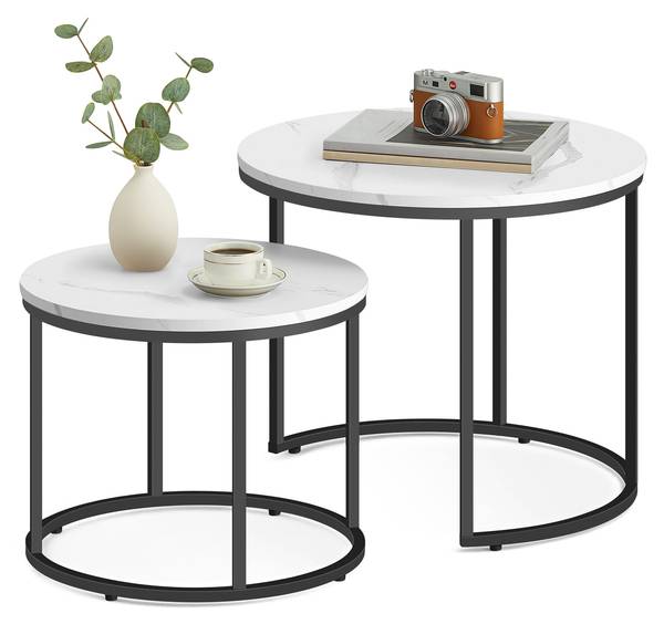 Couchtisch LINA 2er-Set Marmor Weiß Dekor