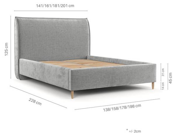 Polsterbett MIRA mit Stauraum Stoff Neve Steingrau - Liegefläche Breite: 120 cm