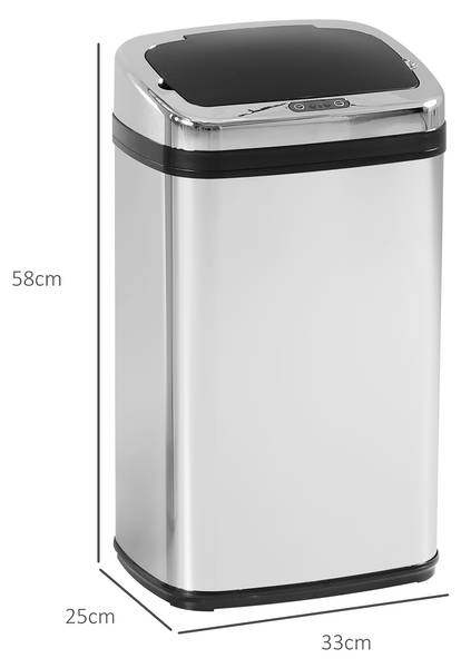 Mülleimer BB5102 Silber - Metall - 25 x 58 x 33 cm