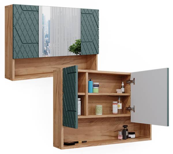 Armoire de toilette Irma 42859 Vert - Bois manufacturé - 81 x 55 x 17 cm