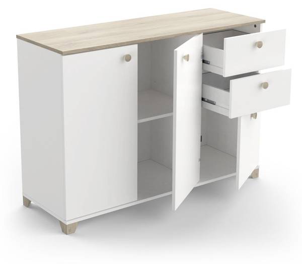 Sideboard mit 3 Türen und 2 Schubladen Braun - Holzwerkstoff - 42 x 86 x 120 cm