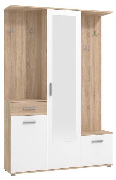 Flurgarderobe CAMOLA Braun - Weiß - Holz teilmassiv - 134 x 198 x 34 cm