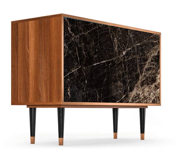 Sideboard BS4 Walnuss Schwarz - Holzwerkstoff - 115 x 86 x 48 cm