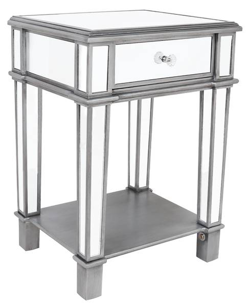 Nachttisch Nachtschrank Nachtkommode Silber - Holzwerkstoff - 38 x 64 x 45 cm