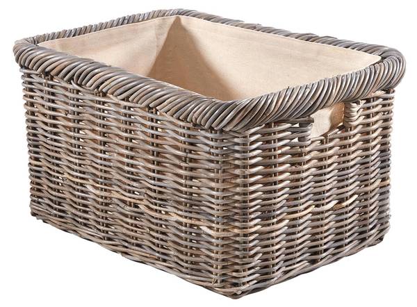 Holztrage JURI Grau - Rattan - 39 x 30 x 55 cm