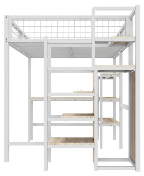 Hochbett BB2452 Weiß - Massivholz - 145 x 180 x 249 cm