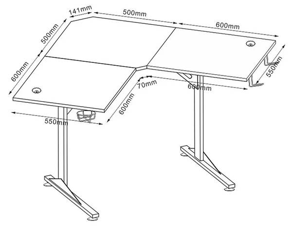 Computertisch B-219 Schwarz - Holzwerkstoff - 120 x 76 x 120 cm