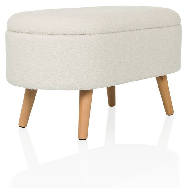 Sitzbank STORIANO Weiß - Strukturstoff - Polyester - Kernbuche - 47 x 43 x 82 cm