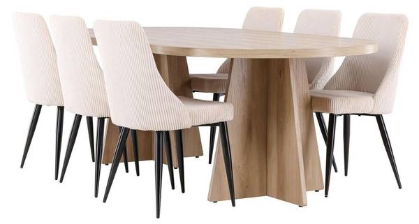 Essgruppe Bootcut + Leone (7-teilig) Braun - Cord - 230 x 76 x 115 cm
