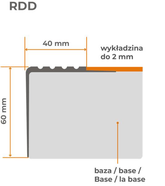 Treppenkantenprofil RDD Beige - Kunststoff - 4 x 6 x 150 cm