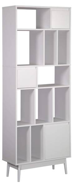 Boekenrek Mawar wit - deels massief hout - 70 x 187 x 30 cm