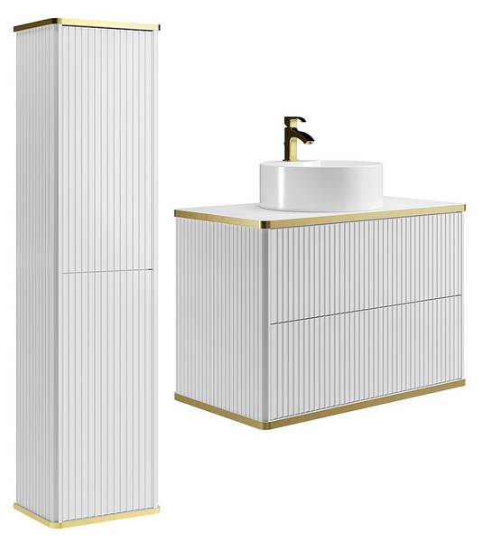 Badmöbel-Set KELIZA Weiß - Holz teilmassiv - 80 x 54 x 47 cm