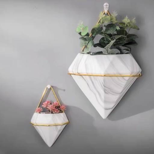 Wand Blumentopf-Set Semela Gold - Weiß