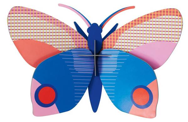 Wandobjekt Leuchtender Schmetterling Naturfaser - Papier - 7 x 16 x 24 cm