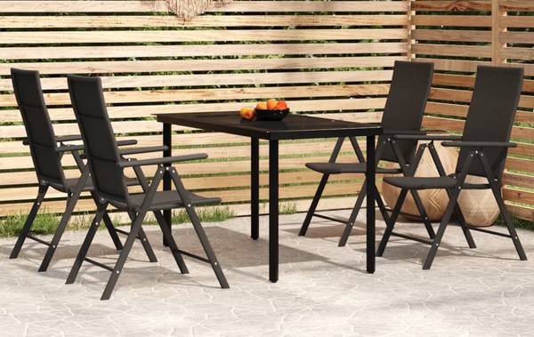 Garten-Essgruppe 3013381-1 (5-teilig) Schwarz - Aluminium - Stahl - Polyethylen - 70 x 74 x 140 cm
