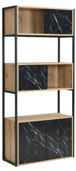 Bücherregal YELANIA Schwarz - Braun - Holz teilmassiv - 80 x 180 x 34 cm