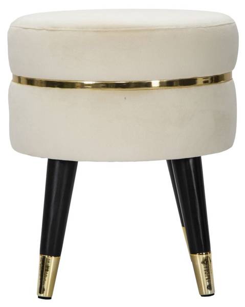 Tabouret bas en tissu Paris 35 x 40.5 cm Crème