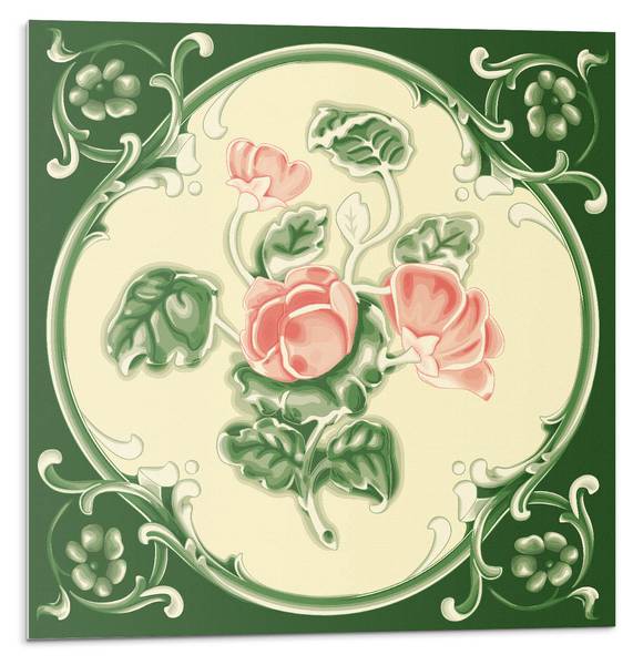 Fliesen Blatt Design 4er Set 50 x 50 cm