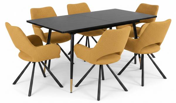 Essgruppe WHALEN BETH 7-teilig Schwarz - Gelb - 6er Set