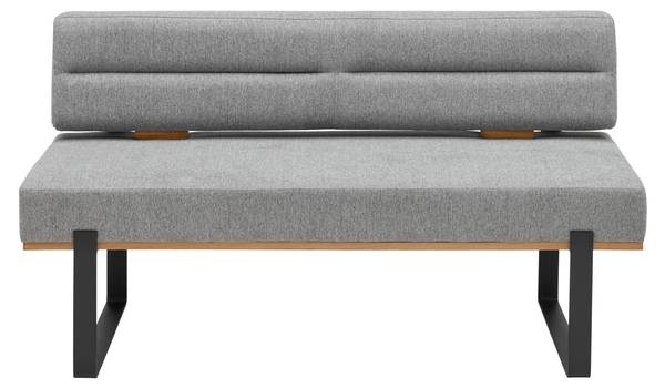 Sitzbank CANON Grau - Metall - Textil - Holz teilmassiv - 160 x 85 x 60 cm