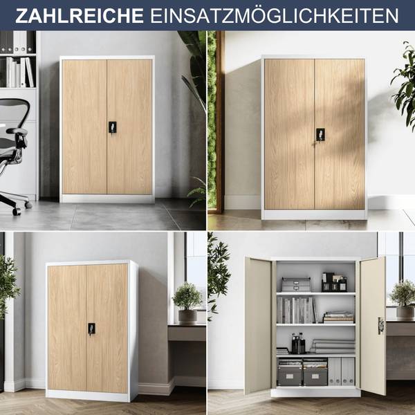 Aktenschrank abschließbar KEVIN Rehbraun - Weiß
