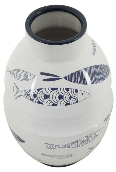 Vase Fish Weiß - Keramik - 21 x 31 x 21 cm