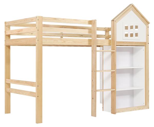 Hochbett SHEFNatur Ⅰ Braun - Holzwerkstoff - 107 x 165 x 205 cm