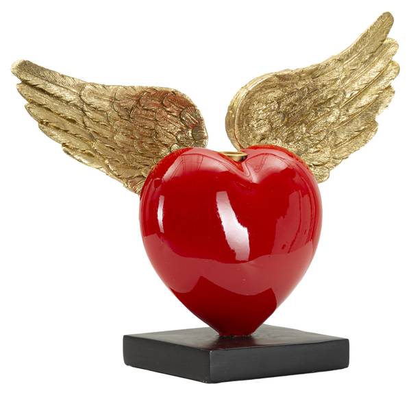 Kerzenhalter Herz Cuore Volante Gold - Rot - Kunststoff - 37 x 31 x 14 cm