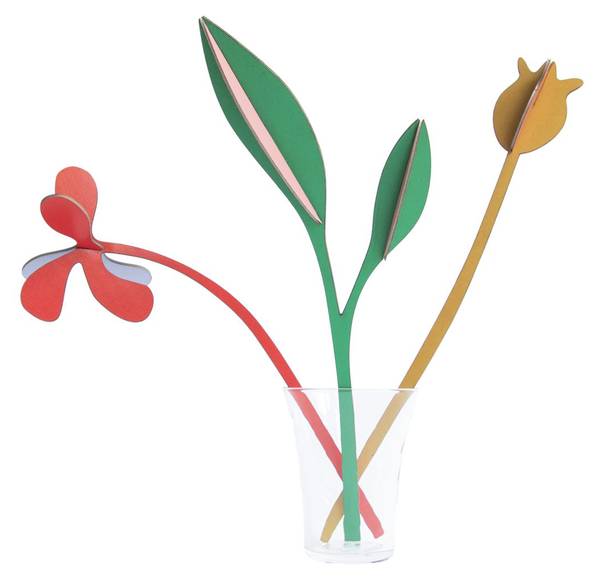 Dekoobjekt Minimalistische Blüte Naturfaser - Papier - 8 x 27 x 8 cm