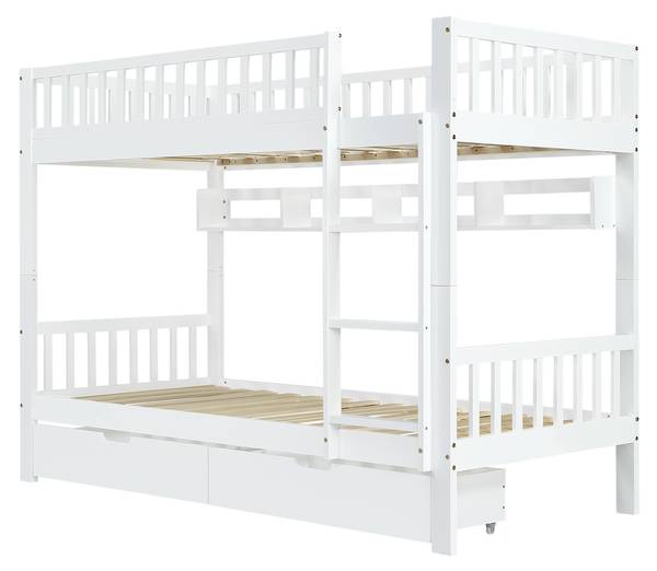 Etagenbett Ida Weiß - Massivholz - 95 x 152 x 204 cm
