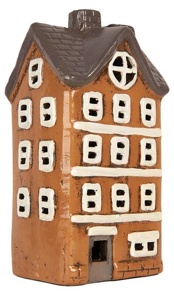 Teelichthalter Haus Toulouse Orange - Keramik - 10 x 23 x 12 cm