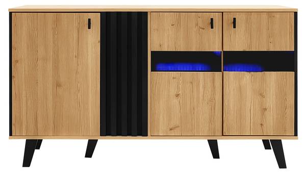 Sideboard Cronus Ⅶ Braun - Kiefer - Stahl - 140 x 78 x 41 cm