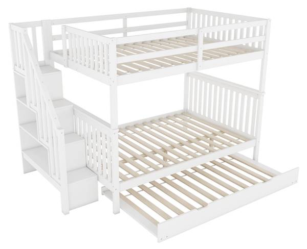 Kinderbett K-441 Weiß - Holzwerkstoff - 147 x 161 x 240 cm