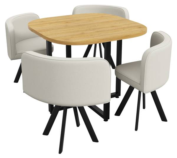 Essgruppe LineMDMU(5er Set) Beige - Holzwerkstoff