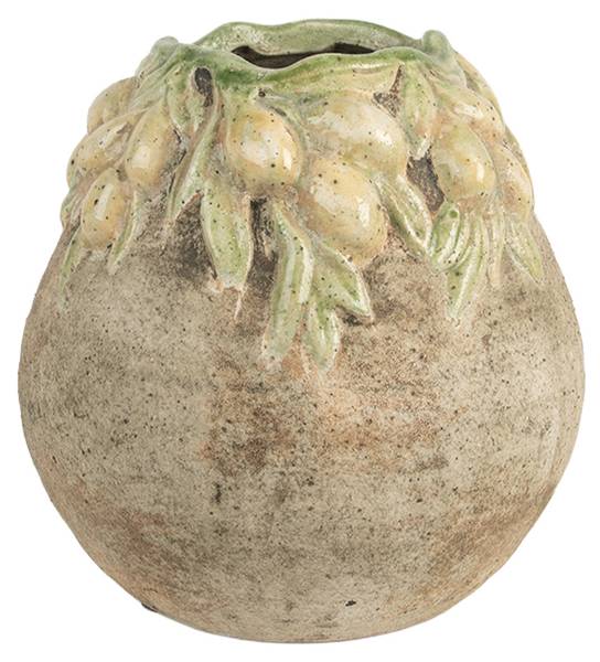 Bloempot Ellaiasi beige - keramiek - 18 x 18 x 18 cm