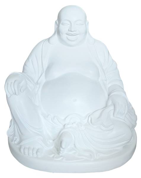 Buddha Figur lachend 45 cm Weiß - Polyresin - 43 x 45 x 43 cm