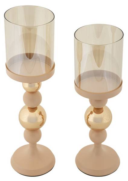 Kerzenhalter Glassy 2Er Set Pink - Metall - 10 x 36 x 10 cm