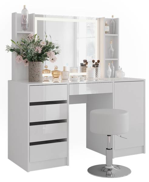 Schminktisch Sherry 57644 4er Set Weiß - Holzwerkstoff - 129 x 141 x 51 cm