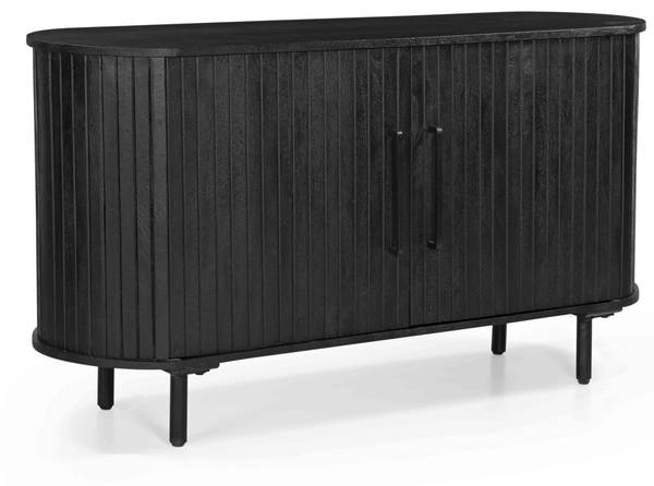 Kommode Schwarz Schwarz - Massivholz - 140 x 76 x 45 cm