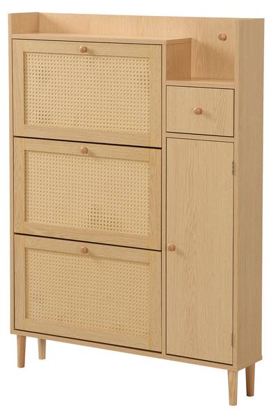 Meuble à chaussures Coeus Ⅱ Marron - Pin - Acier - 17 x 125 x 90 cm