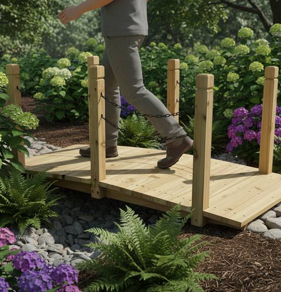 Garten Brücke mit Ketten Schwarz - Hellbraun