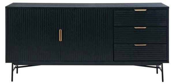 Sideboard SIRIOLA Schwarz - Gold - Holz teilmassiv - 40 x 75 x 160 cm
