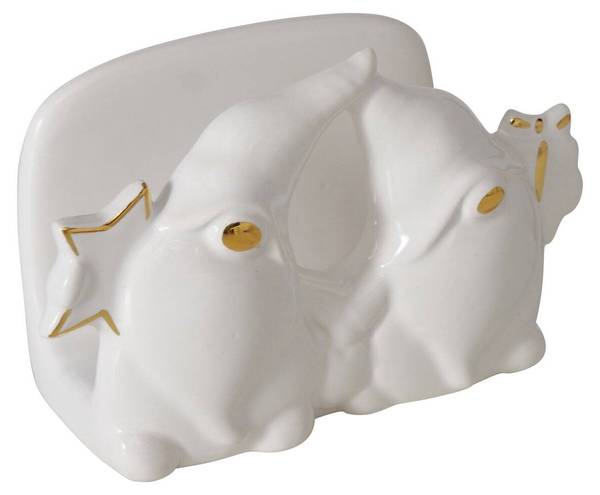 Serviettenhalter MADDY Weiß - Stein - 13 x 8 x 6 cm