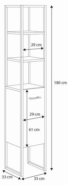 Hochschrank AURA HC33 1D Beige - Melamin - 33 x 180 x 33 cm
