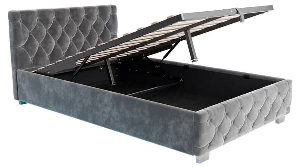 Polsterbett Nizza mit Matratze Grau - Breite: 120 cm